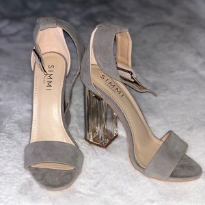 Simmi Jordan Grey Suede Clear Heels